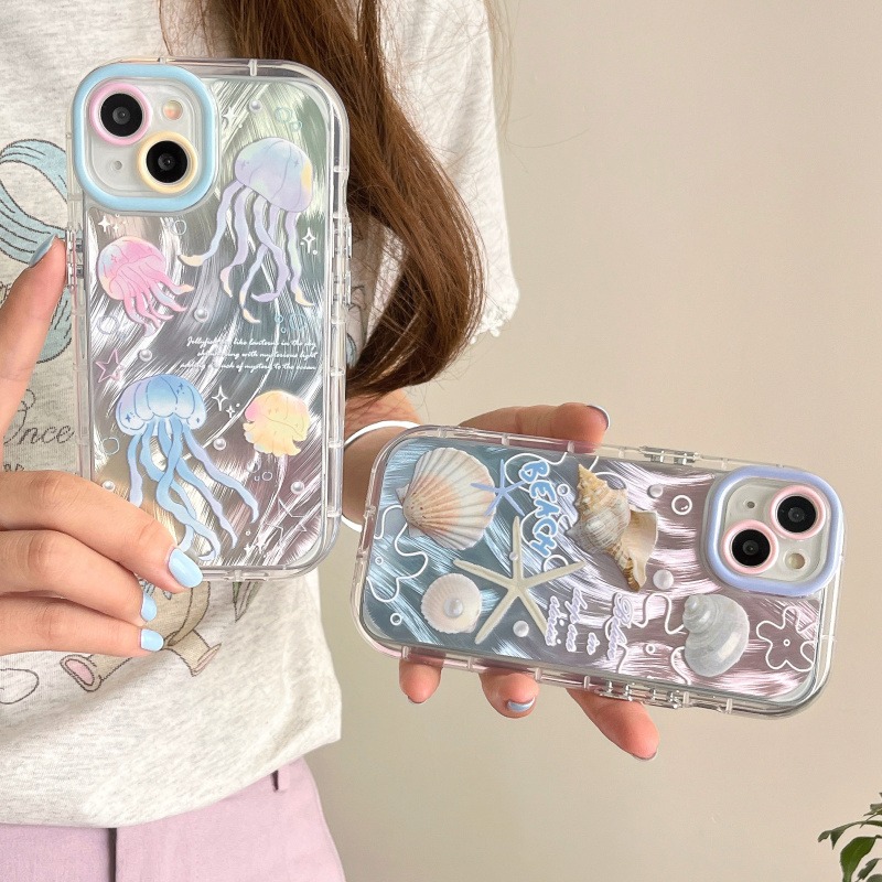 蘋果15 15pro 14 14Pro 14ProMax 13pro 11 13 12pro 貝殼 水母 手機殼-細節圖3