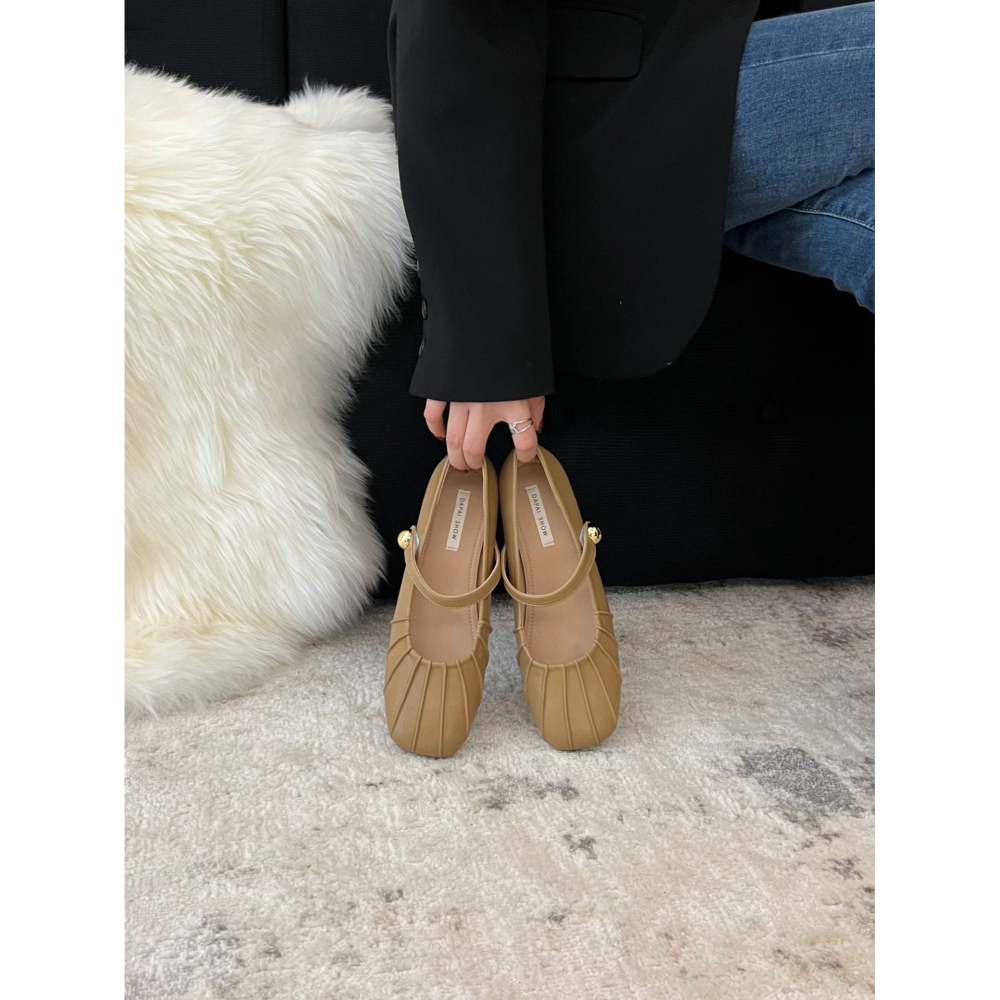 ❤4cm！粗跟❤K09韓國空運🇰🇷秋冬 瑪莉珍鞋 高跟鞋 法式 魔鬼氈 一字帶 淺口 粗跟單鞋 韓國時髦女鞋 跟-細節圖9