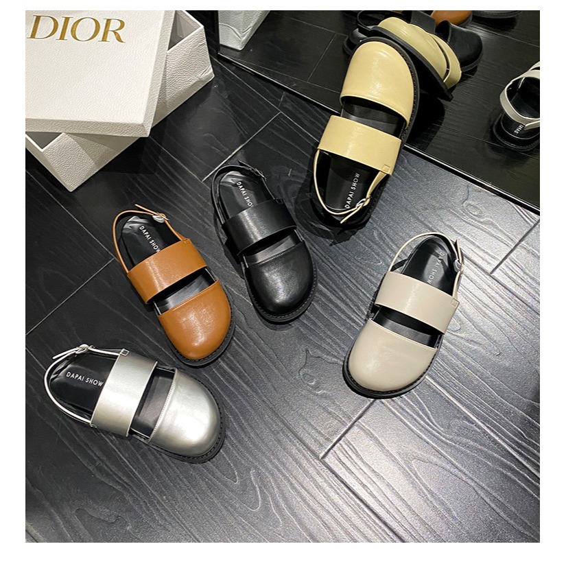 23年新款🔥⭐K16韓國空運🇰🇷一字帶包頭半拖懶人鞋 一腳蹬 休閒平底 勃肯鞋 涼鞋 女鞋 東大門鞋城 懶人鞋-細節圖2