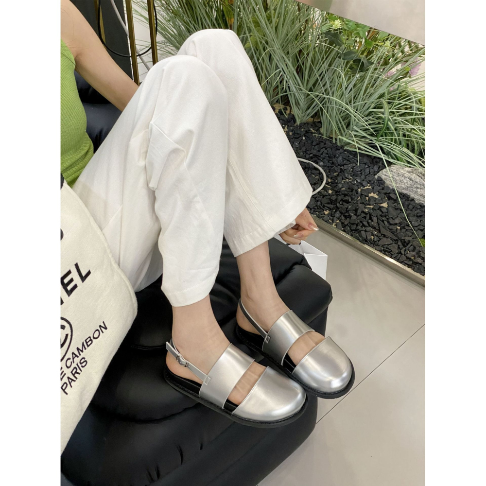 23年新款🔥⭐K16韓國空運🇰🇷一字帶包頭半拖懶人鞋 一腳蹬 休閒平底 勃肯鞋 涼鞋 女鞋 東大門鞋城 懶人鞋-細節圖6