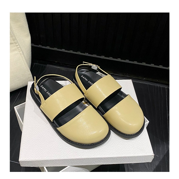 23年新款🔥⭐K16韓國空運🇰🇷一字帶包頭半拖懶人鞋 一腳蹬 休閒平底 勃肯鞋 涼鞋 女鞋 東大門鞋城 懶人鞋-細節圖11