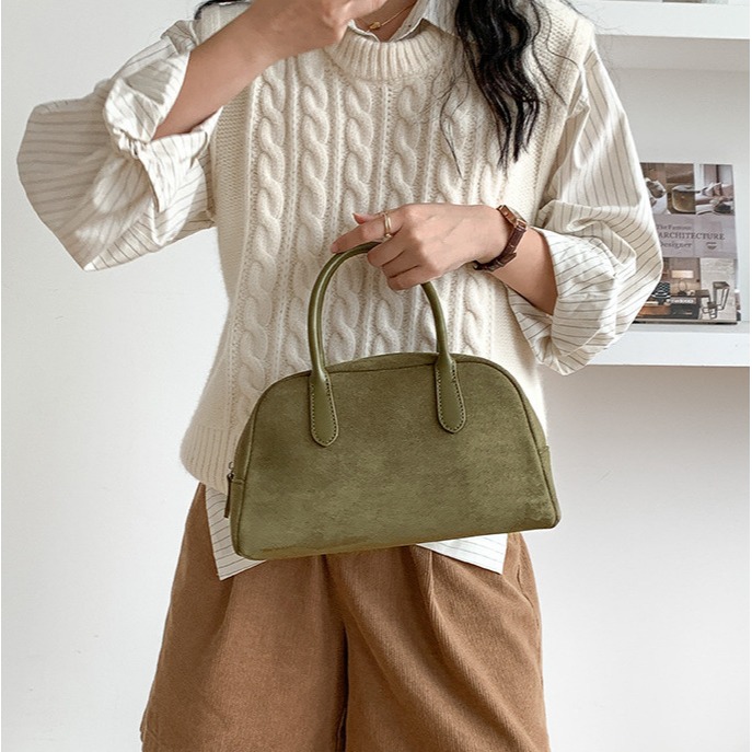 好美💛☺R41韓國空運🇰🇷復古秋冬麂皮絨手提波士頓包 手提包 波士頓包 毛絨包包 韓國包包 時尚包包 代購包包-細節圖9