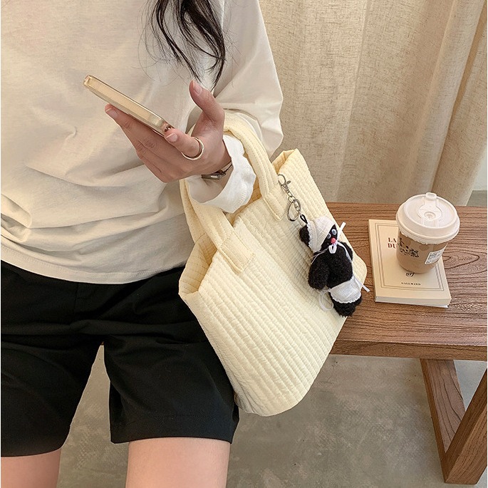 上班通勤族超適用😎🌏R48韓國連線🇰🇷經典細棉條紋手提托特包 尼龍包包 托特包 上班族會背的 通勤包 韓國-細節圖10