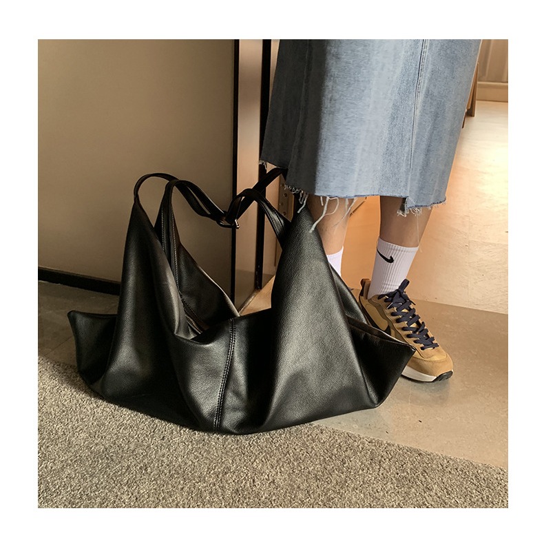 時髦拼接撞色🍣🍺F06『韓國🇰🇷代購』質感軟皮革撞色托特包 托特包 極簡風格 大容量托特包 腋下包 皮革女包-細節圖7