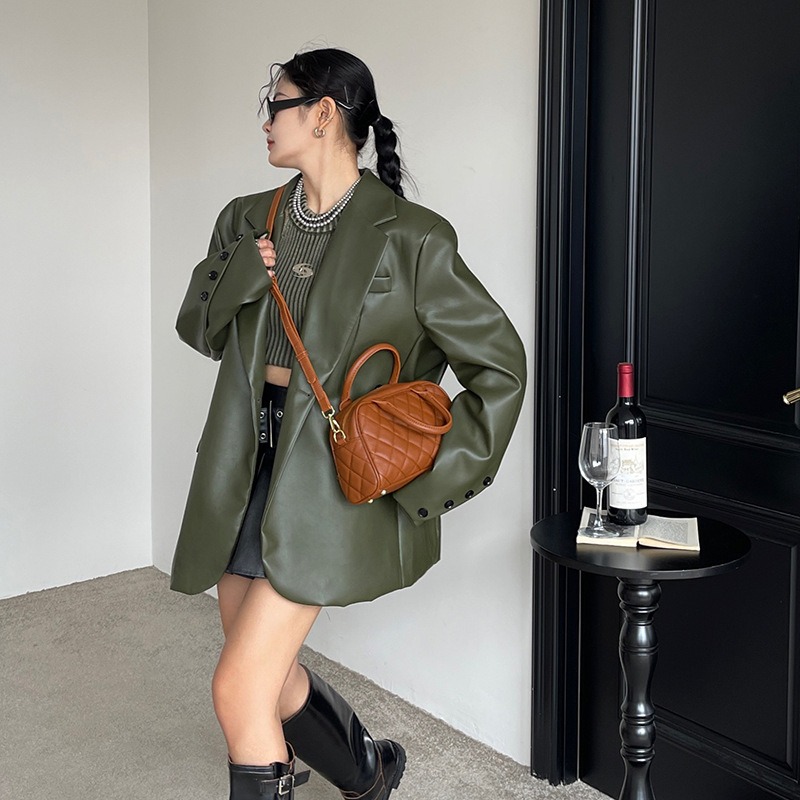 高貴氣質🍹⭐F20韓國🇰🇷代購質感綉格手提波士頓包 波士頓包 斜挎包 綉格包 軟皮 單肩包 韓國包包 韓國代購-細節圖9