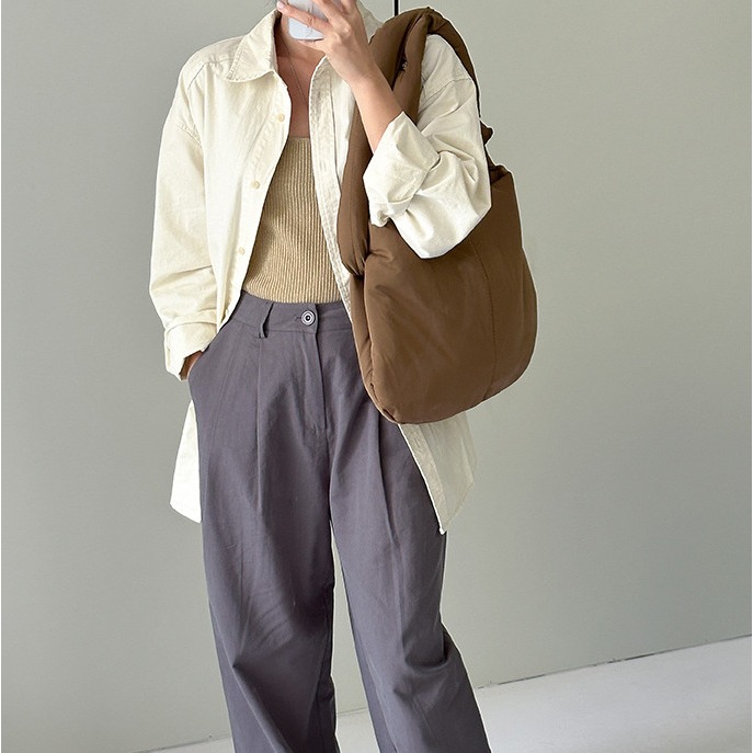 看影片解鎖更多背法 💘😎C14韓國空運🇰🇷歐膩新款柔軟胖胖托特包 斜挎包 單肩包 肩背包 側背包 大容量托特-細節圖5