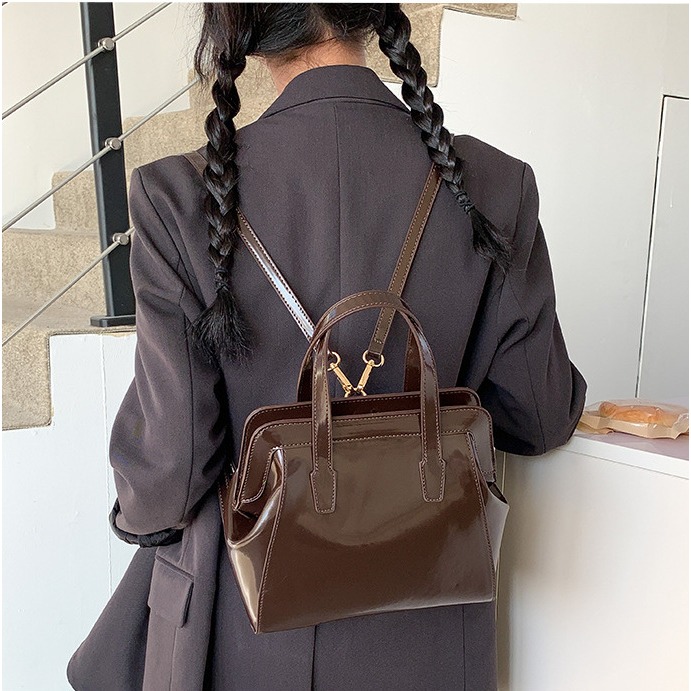 高級皮質💕挺版造型😍C34韓國空運🇰🇷正韓復古硬挺皮革雙肩包 單肩包 手提包 後背包 雙肩包 皮革包包 東大-細節圖3