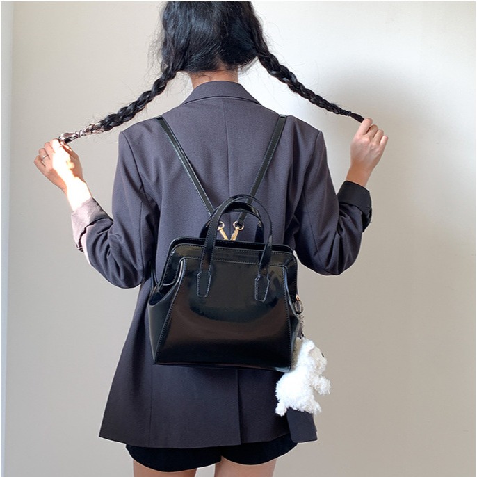 高級皮質💕挺版造型😍C34韓國空運🇰🇷正韓復古硬挺皮革雙肩包 單肩包 手提包 後背包 雙肩包 皮革包包 東大-細節圖6