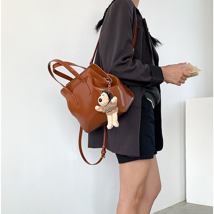 高級皮質💕挺版造型😍C34韓國空運🇰🇷正韓復古硬挺皮革雙肩包 單肩包 手提包 後背包 雙肩包 皮革包包 東大-細節圖9