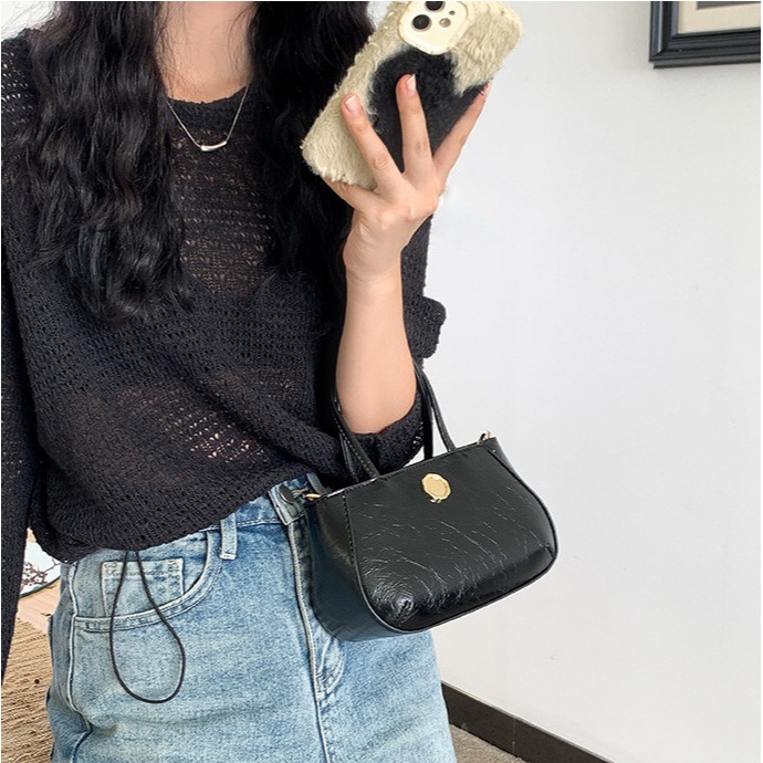 復古質感✡超美油臘皮🌙C44韓國空運🇰🇷復古高級紋路手提貝殼方包 肩帶可拆 手提包 斜跨包 側背包 肩背包 韓-細節圖6