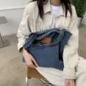 經典厚實🌖F43韓國🇰🇷代購時髦牛仔藍單肩托特包 托特包 單肩包 大容量包包 肩背包 牛仔布包 韓國包包 包包-規格圖11