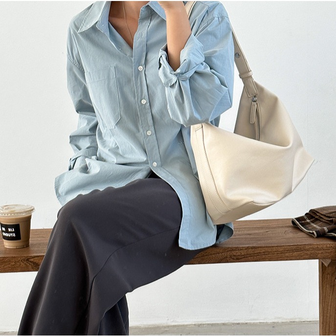 經典款百搭❅♨C51韓國空運🇰🇷輕復古經典軟皮大容量托特包 肩背包 斜跨包 單肩包 腋下包 托特包 韓國大容量包-細節圖9