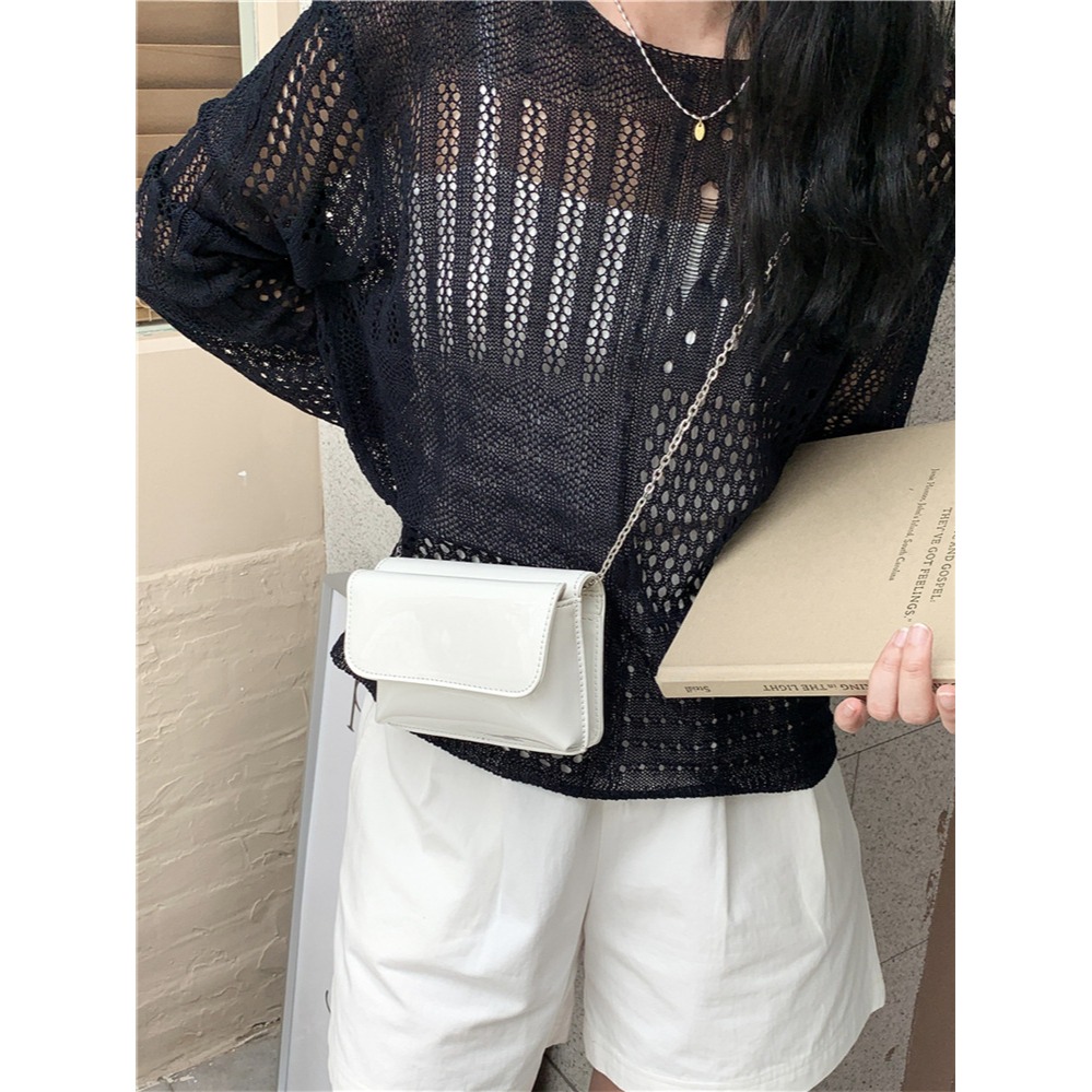 亮面漆皮🍯自留款💕C72韓國空運🇰🇷多卡位高顏值亮面鏈條方包 斜跨包 鏈條包 側背包 方包 韓國包包 包包穿-細節圖5