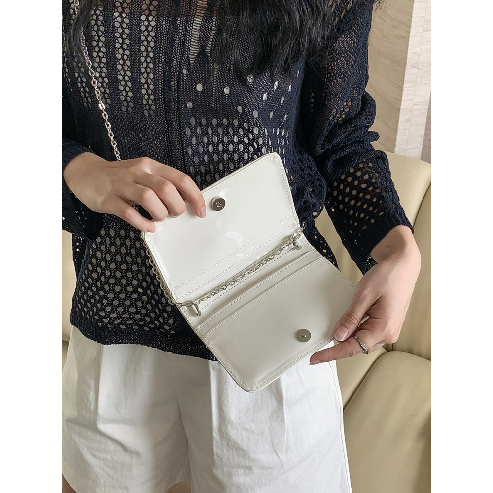 亮面漆皮🍯自留款💕C72韓國空運🇰🇷多卡位高顏值亮面鏈條方包 斜跨包 鏈條包 側背包 方包 韓國包包 包包穿-細節圖6