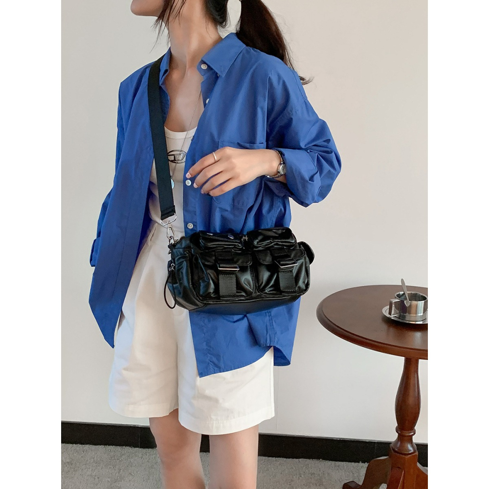 工裝風ㅀ多口袋♥LF8172韓國空運🇰🇷容貌與實用兼具的多口袋斜跨包 單肩包 肩背包 側背包 工裝包 韓國包包-細節圖7