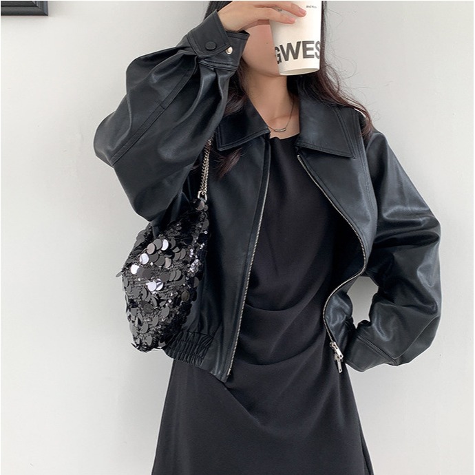 歐美⧁喜歡時髦不要錯過💘A060韓國連線🇰🇷高級時髦感鏈條新月亮片包 單肩包 腋下包 亮片包 肩背包 新月包-細節圖4