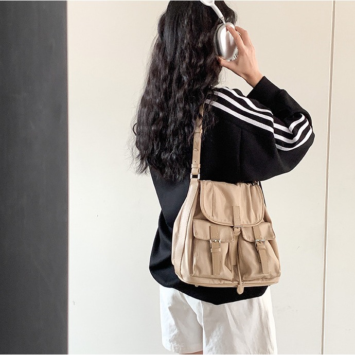 個性∹多口袋⋥A20012韓國空運🇰🇷工裝風大容量休閒尼龍單肩包 腋下包 肩背包 尼龍包 休閒慵懶 高級感包包-細節圖10