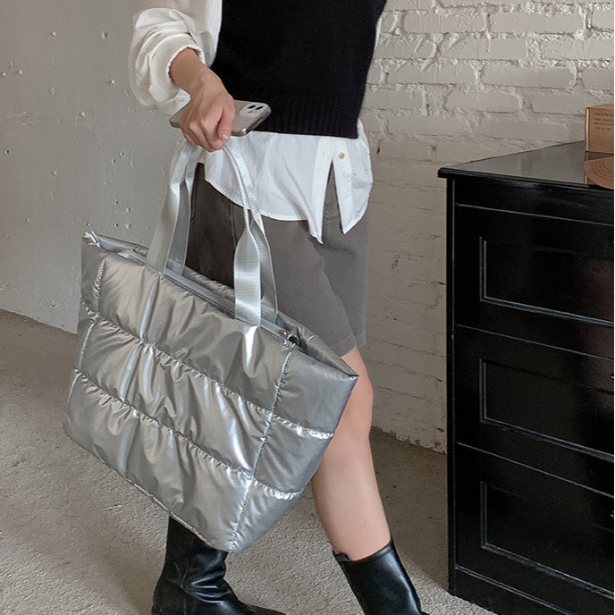 韓國空氣包☑GET！AB127韓國連線🇰🇷喜歡大容量的你不要錯過條紋托特包 單肩包 托特包 手提包 腋下包-細節圖5