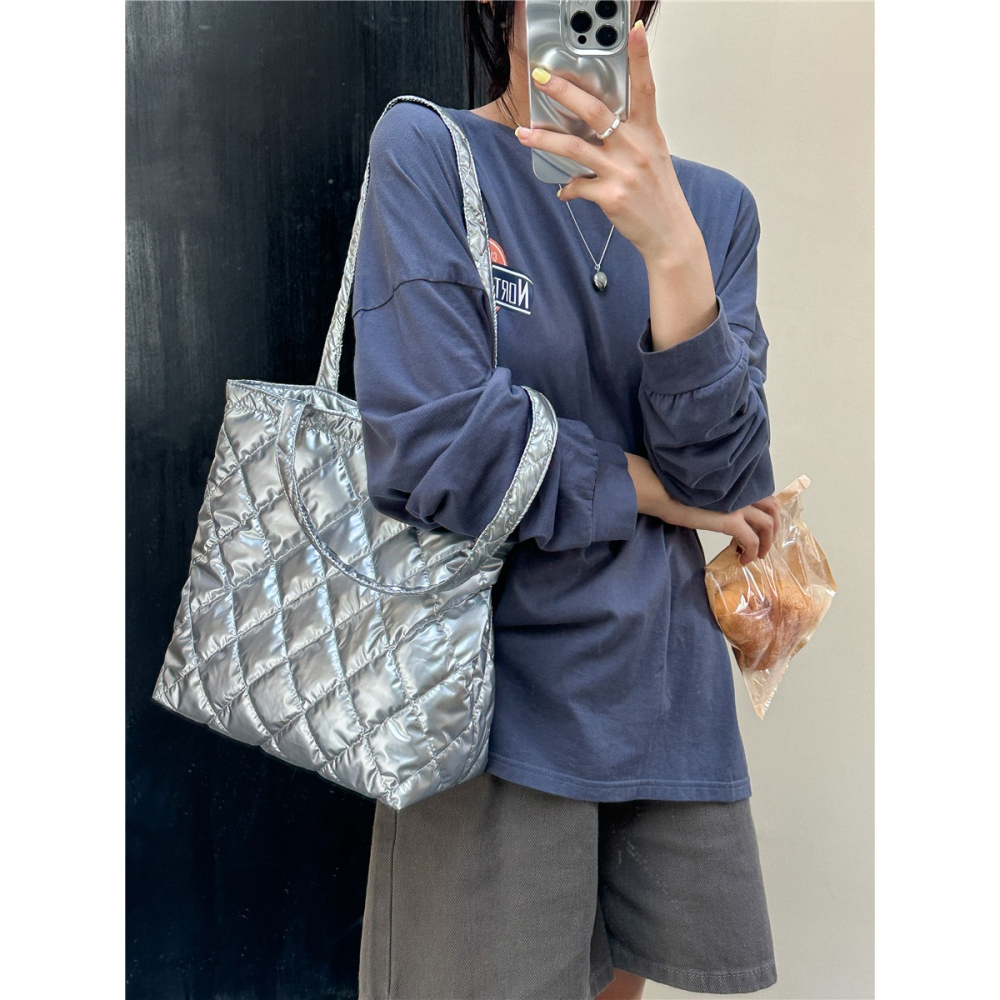 韓國空氣包☑GET！AB127/ A8261韓國連線🇰🇷喜歡大容量的你不要錯過條紋托特包 單肩包 托特包 手提包-細節圖8