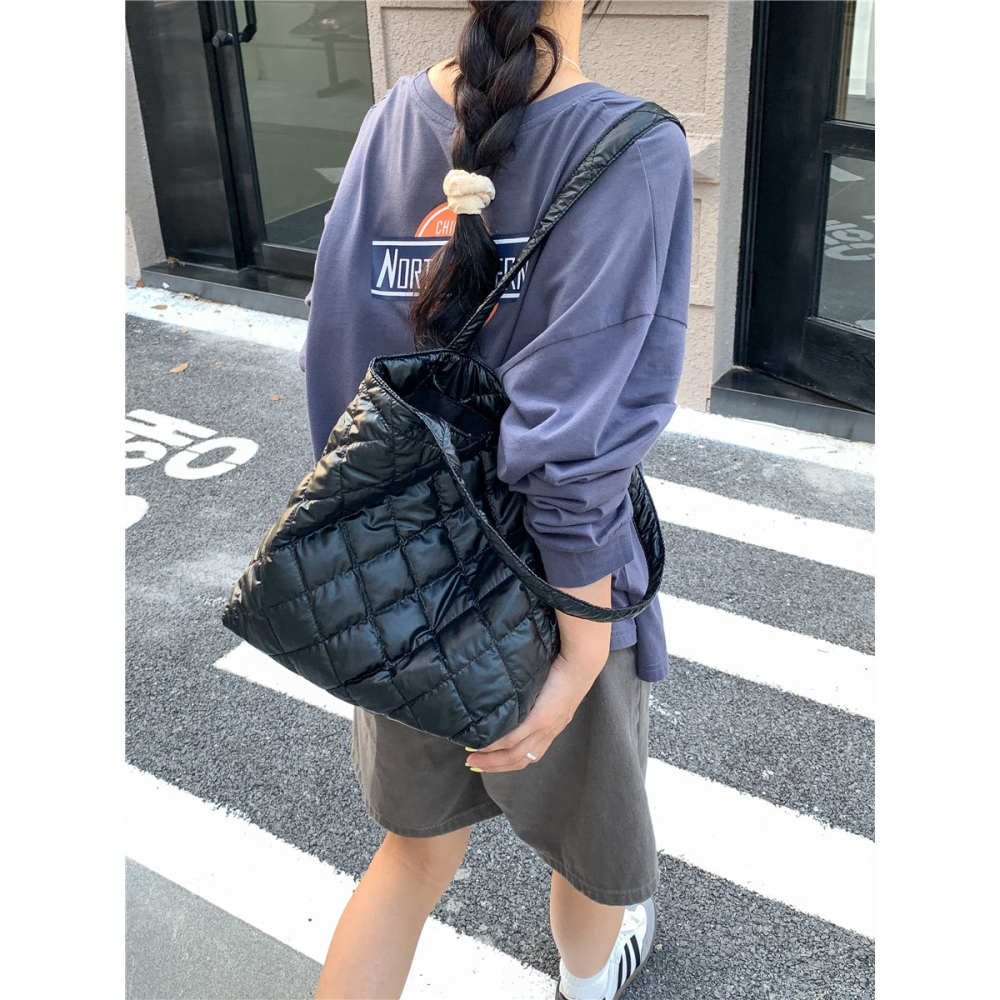 韓國空氣包☑GET！AB127/ A8261韓國連線🇰🇷喜歡大容量的你不要錯過條紋托特包 單肩包 托特包 手提包-細節圖11