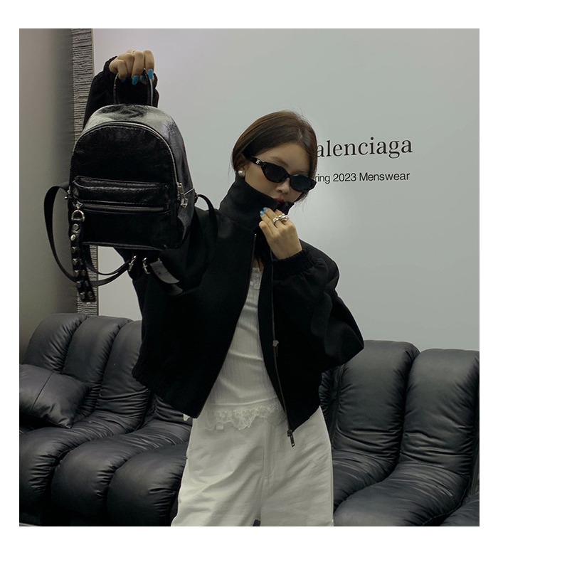 帥氣時髦款🥂6241#韓國鉚釘時尚抓皺大容量雙肩包 後背包 雙肩包 韓國背包 大容量後背包-細節圖9