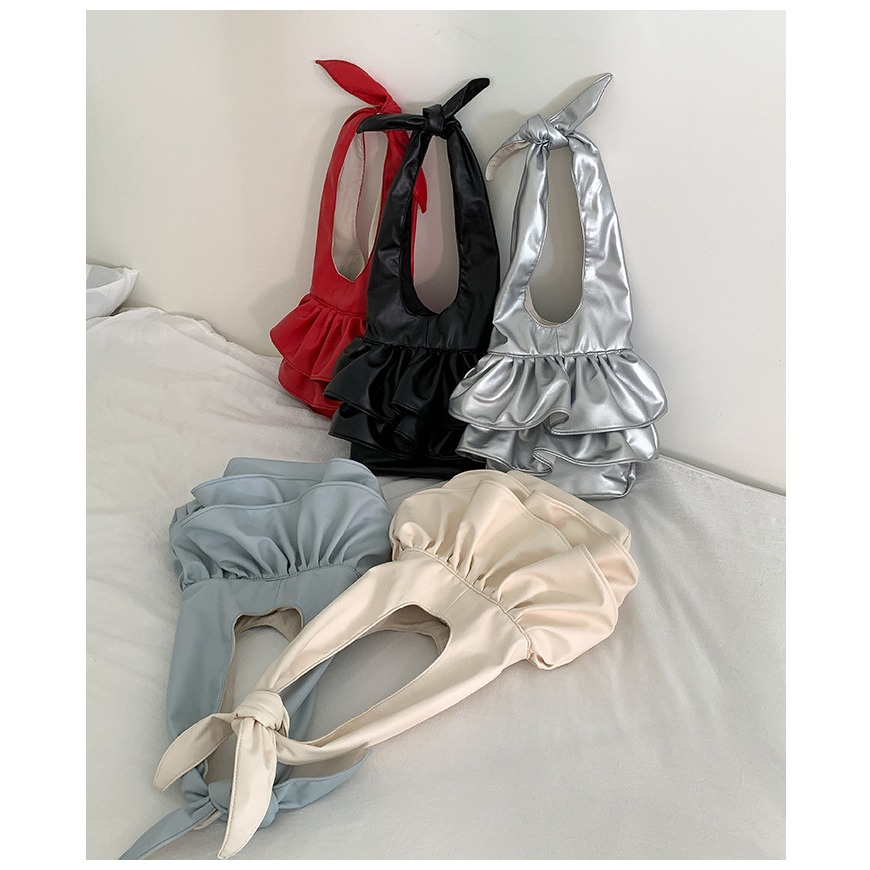 怎麼這麼特別∷A33820綁帶荷葉邊單肩雲朵包 時尚腋下包 皺褶單肩包 軟皮單肩包 雲朵包 水桶包-細節圖7