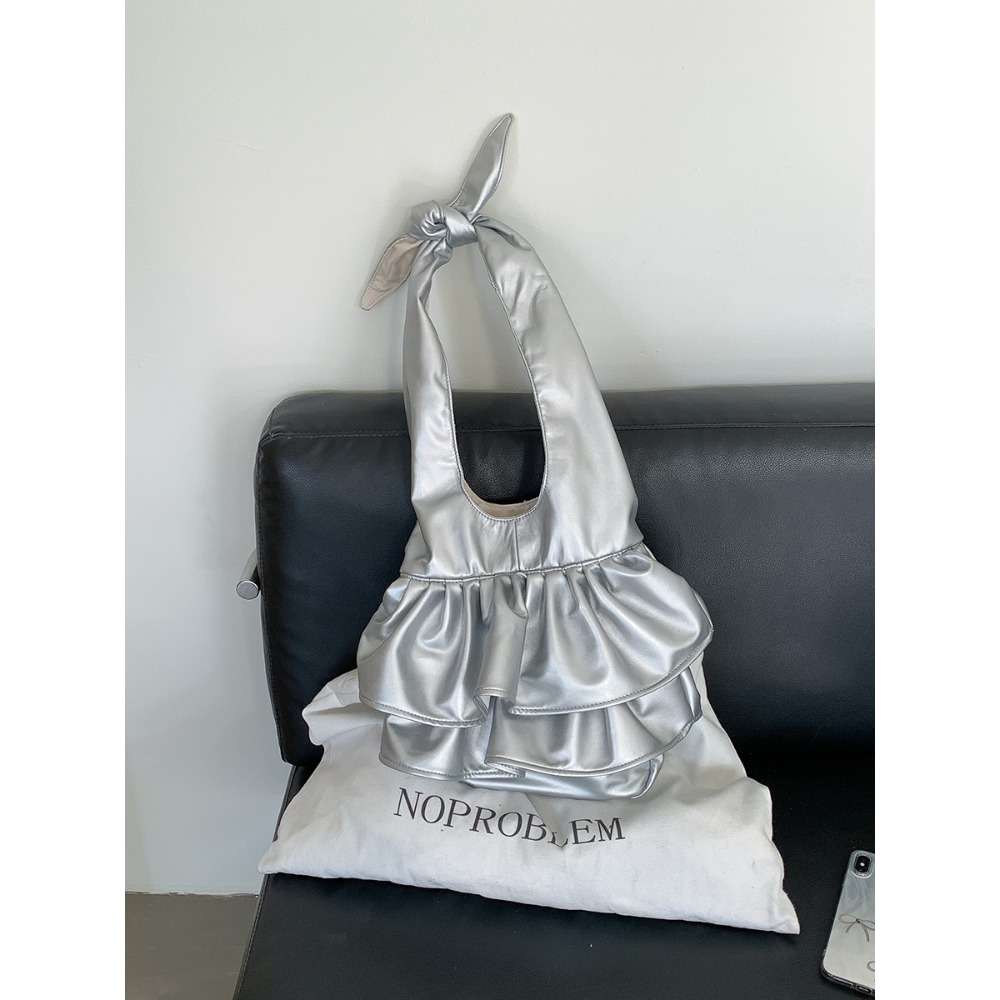 怎麼這麼特別∷A33820綁帶荷葉邊單肩雲朵包 時尚腋下包 皺褶單肩包 軟皮單肩包 雲朵包 水桶包-規格圖11