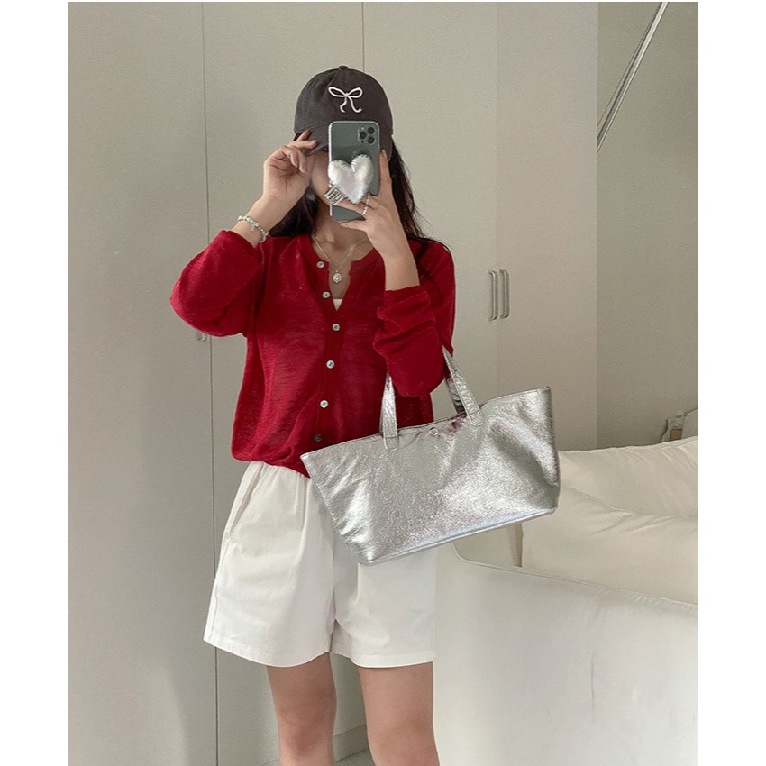 必須入手√時髦2色⥾『U020』特殊材質軟皮亮面大容量通勤托特包 通勤包 托特包 手提包 大容量托特包-細節圖7