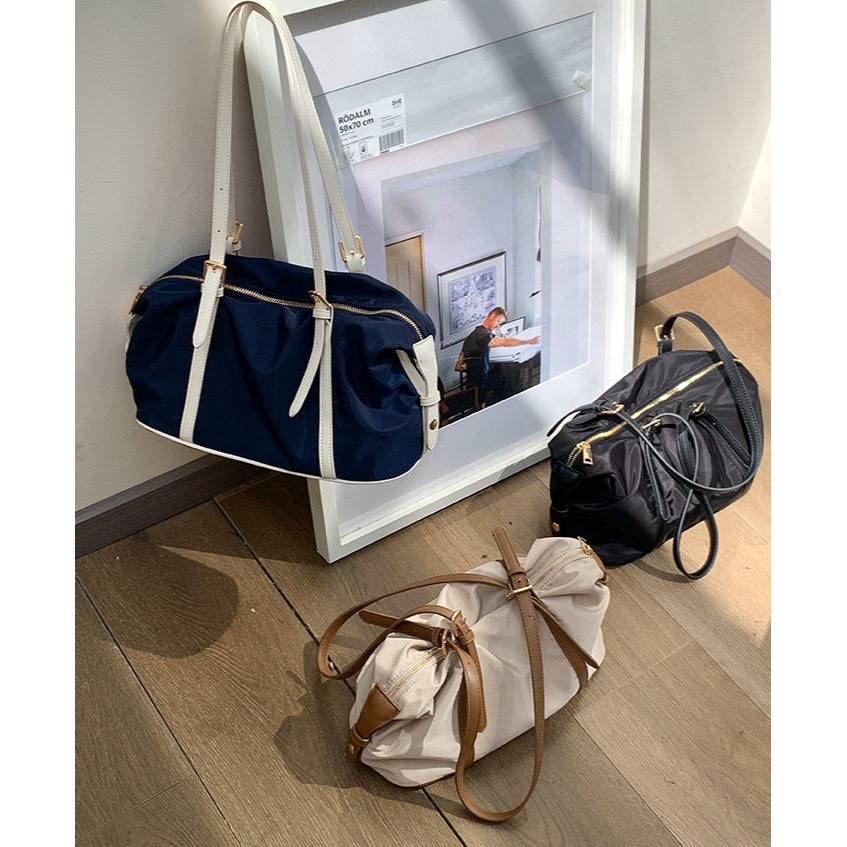 拼接配色看著就高級⍢大容量喔『A600111』復古雙拼橫款單肩托特包 腋下包 托特包 單肩包 尼龍包 通勤包-細節圖6