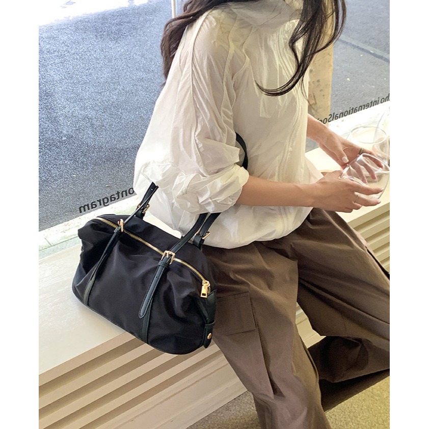 拼接配色看著就高級⍢大容量喔『A600111』復古雙拼橫款單肩托特包 腋下包 托特包 單肩包 尼龍包 通勤包-細節圖8