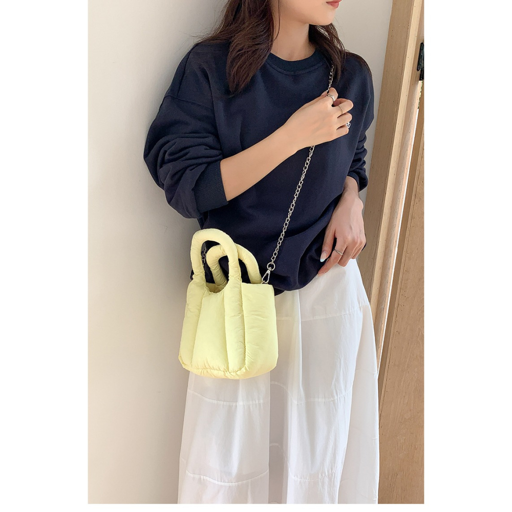 超甜冰淇淋配色🍦🍦🍦可愛死🍬『LF5831』超級厚實手提/鏈條棉質胖胖包 手提包 鍊條包 雲朵包 單肩包-細節圖3