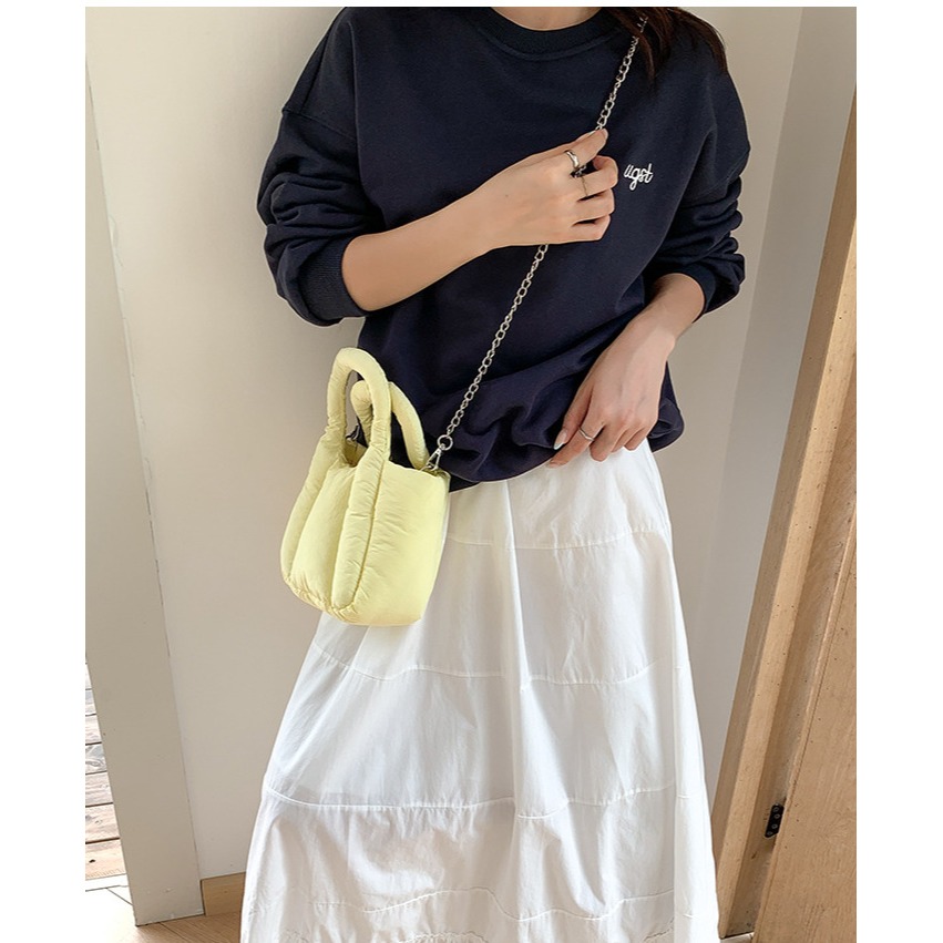 超甜冰淇淋配色🍦🍦🍦可愛死🍬『LF5831』超級厚實手提/鏈條棉質胖胖包 手提包 鍊條包 雲朵包 單肩包-細節圖6