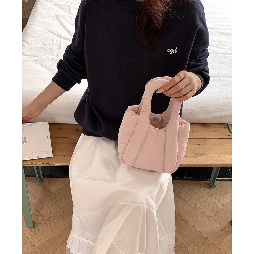 超甜冰淇淋配色🍦🍦🍦可愛死🍬『LF5831』超級厚實手提/鏈條棉質胖胖包 手提包 鍊條包 雲朵包 單肩包-細節圖8