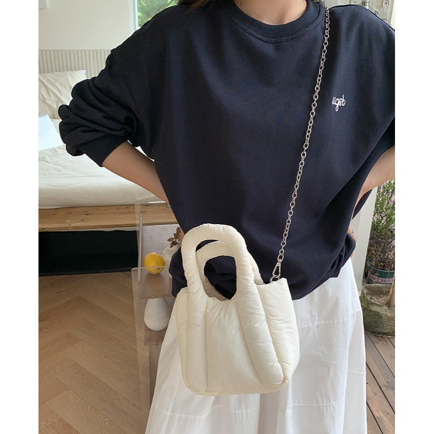 超甜冰淇淋配色🍦🍦🍦可愛死🍬『LF5831』超級厚實手提/鏈條棉質胖胖包 手提包 鍊條包 雲朵包 單肩包-細節圖10