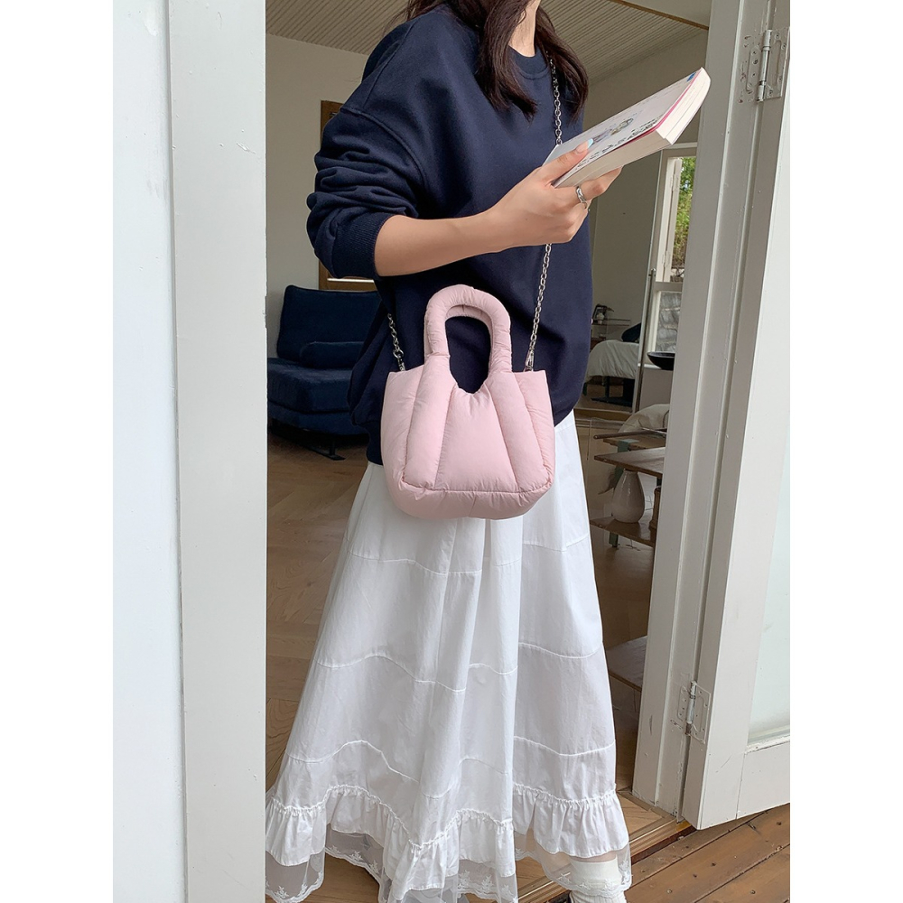 超甜冰淇淋配色🍦🍦🍦可愛死🍬『LF5831』超級厚實手提/鏈條棉質胖胖包 手提包 鍊條包 雲朵包 單肩包-細節圖11