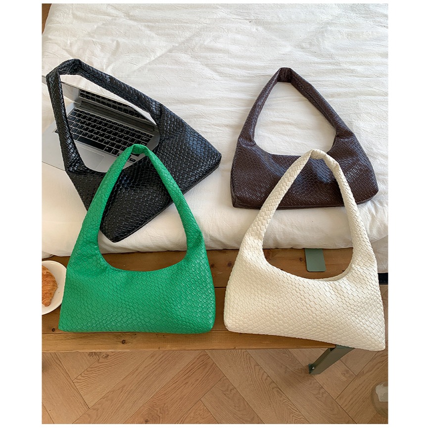 美好的事物╻╻復古編織┇『F098』輕復古軟皮單肩編織包 腋下包 復古包 編織包 單肩包 通勤腋下包 軟皮包-細節圖7