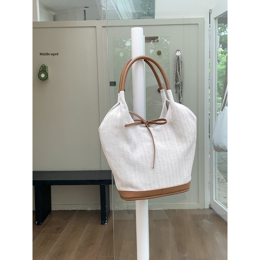 日常必備單品⎐帆布材質『U9809』韓國大容量通勤水桶帆布菜籃子包 水桶包 帆布包 手提包 通勤包 單肩包 腋下包-規格圖11