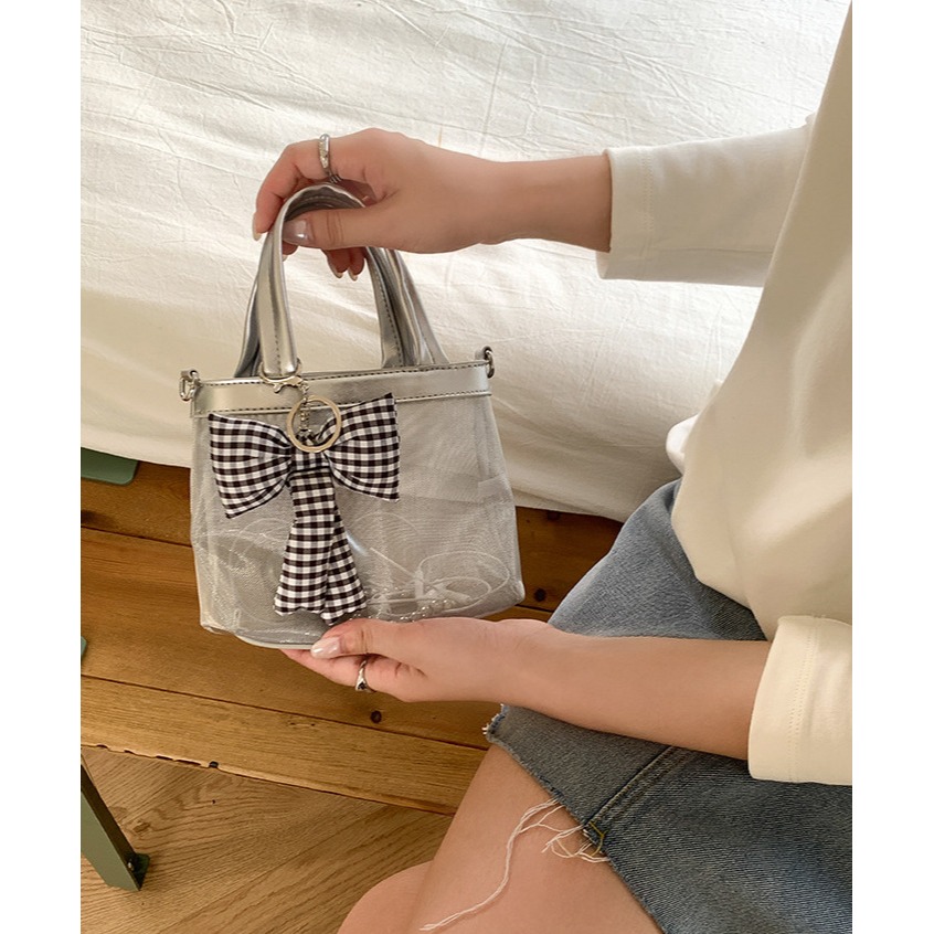 微透既視感✩精緻好裝✧『A8327』夏季高級感的手提/鏈條網紗包 手提包 鍊條包 斜跨包 手拿包 韓國包包-細節圖8