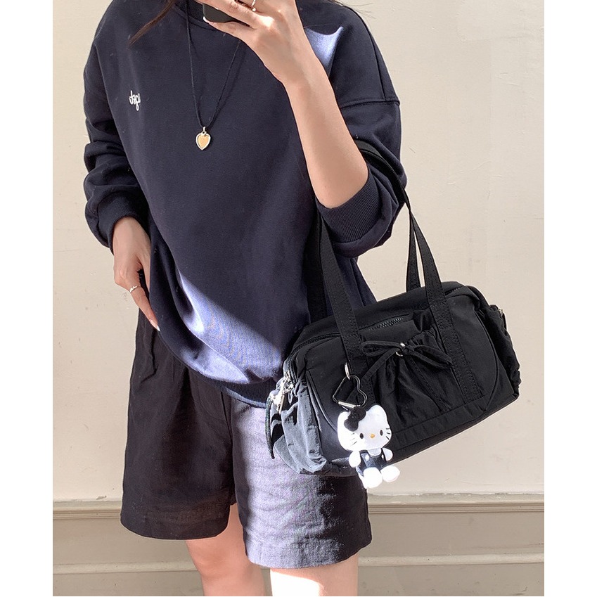 經典百搭又好裝⍢⍢休閒『F9216』韓國皺褶蝴蝶結單肩通勤包 腋下包 單肩包 大容量包包 通勤包 韓國包包-細節圖10