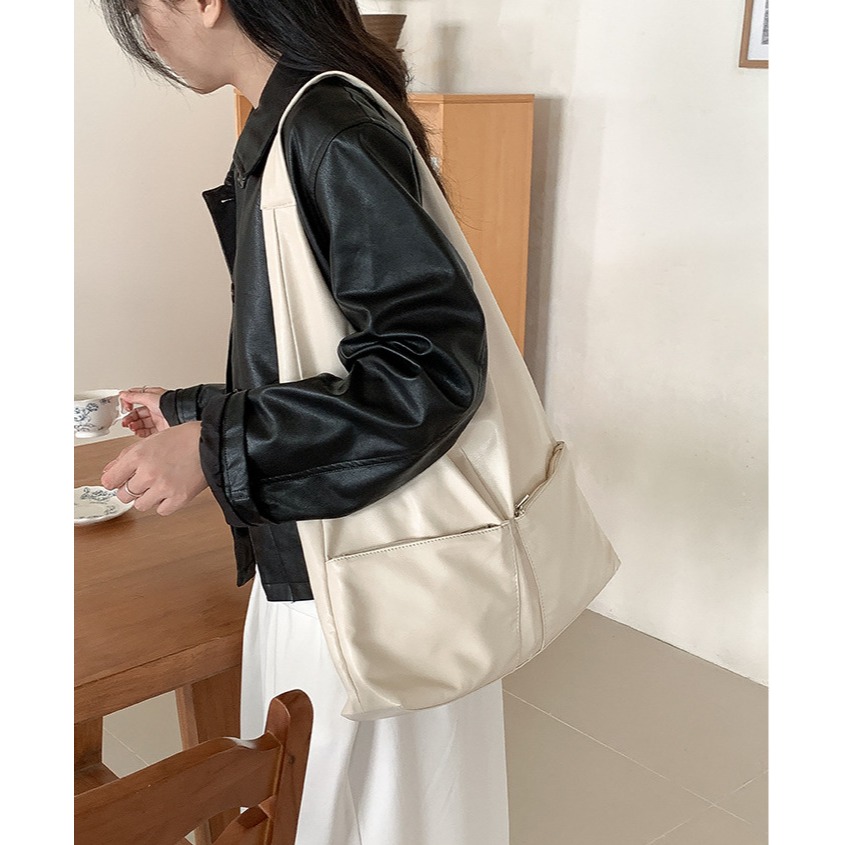 超美的┇大容量上班族/學生都適用『AB239』復刻時刻軟皮極簡通勤托特包 單肩包 腋下包 肩背包 通勤包 托特包-細節圖2