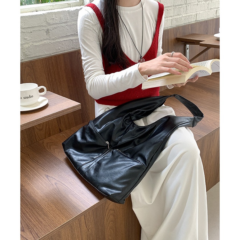 超美的┇大容量上班族/學生都適用『AB239』復刻時刻軟皮極簡通勤托特包 單肩包 腋下包 肩背包 通勤包 托特包-細節圖10