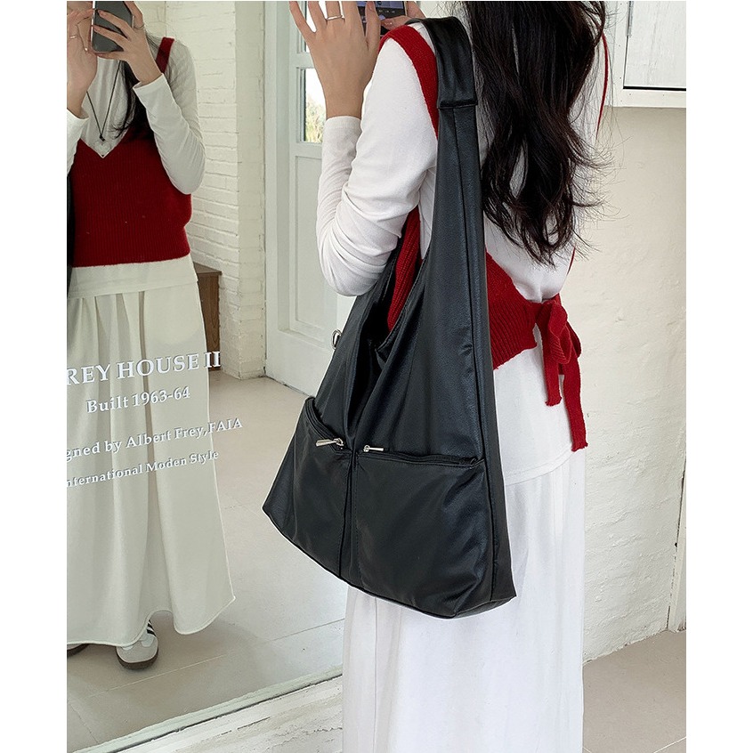 超美的┇大容量上班族/學生都適用『AB239』復刻時刻軟皮極簡通勤托特包 單肩包 腋下包 肩背包 通勤包 托特包-細節圖11