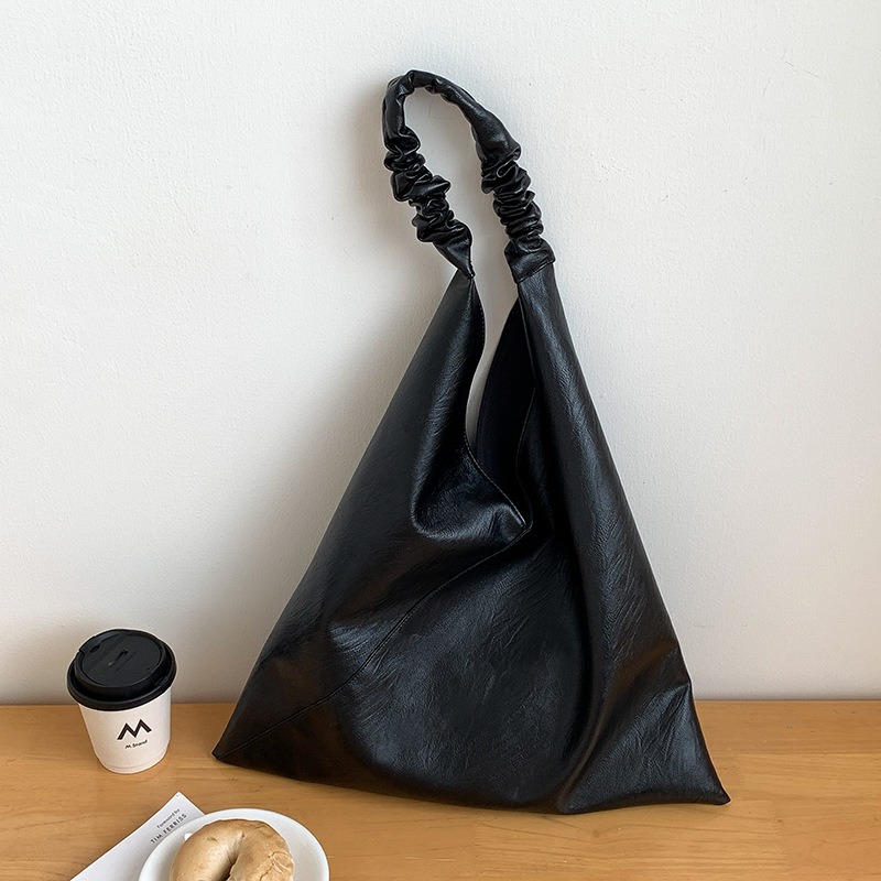 2024秋新款🍂🍂『A10018』復古單肩大包包 大容量休閒極簡風 小眾上班通勤托特包 托特包 腋下包 三角形包包-規格圖11