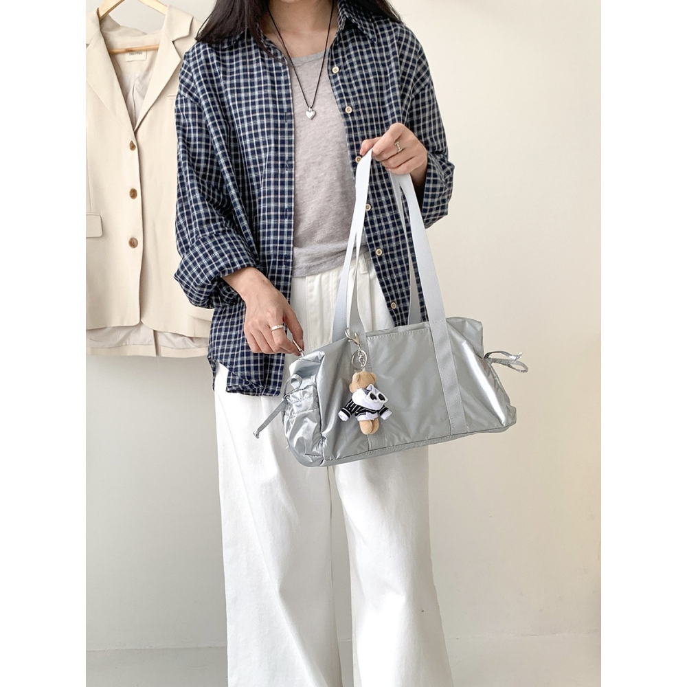 休閒大容量運動風🏉🏉U9810韓國東大門新款百搭旅遊單肩腋下包 單肩包 托特包 腋下包 旅行包 行李袋-細節圖10