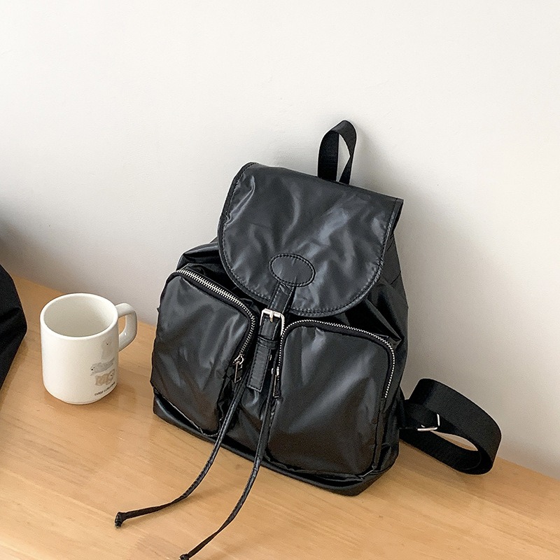 探索生活的每一個角落🐇🐘A8321韓國個性雙大口袋尼龍輕便後背包 簡約雙肩包 通勤多口袋背包 韓國後背包-規格圖11