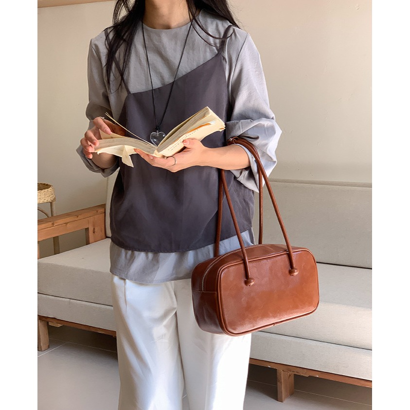 時光的珍品◠經典的美好『LF8313』展現你獨特的魅力復刻挺版手提方包 手提包 簡單款小方包 大容量單肩包 腋下包-細節圖2