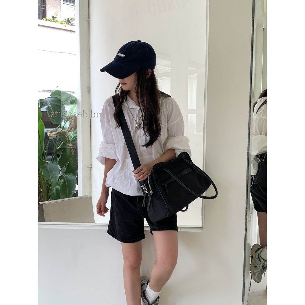 喜歡大容量的女孩看過來💟有型又好裝『LF5862』雙層防水尼龍大容量手提/側背托特包 手提包 側背包 肩背包 斜跨包-細節圖8