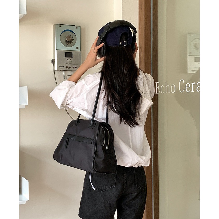 喜歡大容量的女孩看過來💟有型又好裝『LF5862』雙層防水尼龍大容量手提/側背托特包 手提包 側背包 肩背包 斜跨包-細節圖9