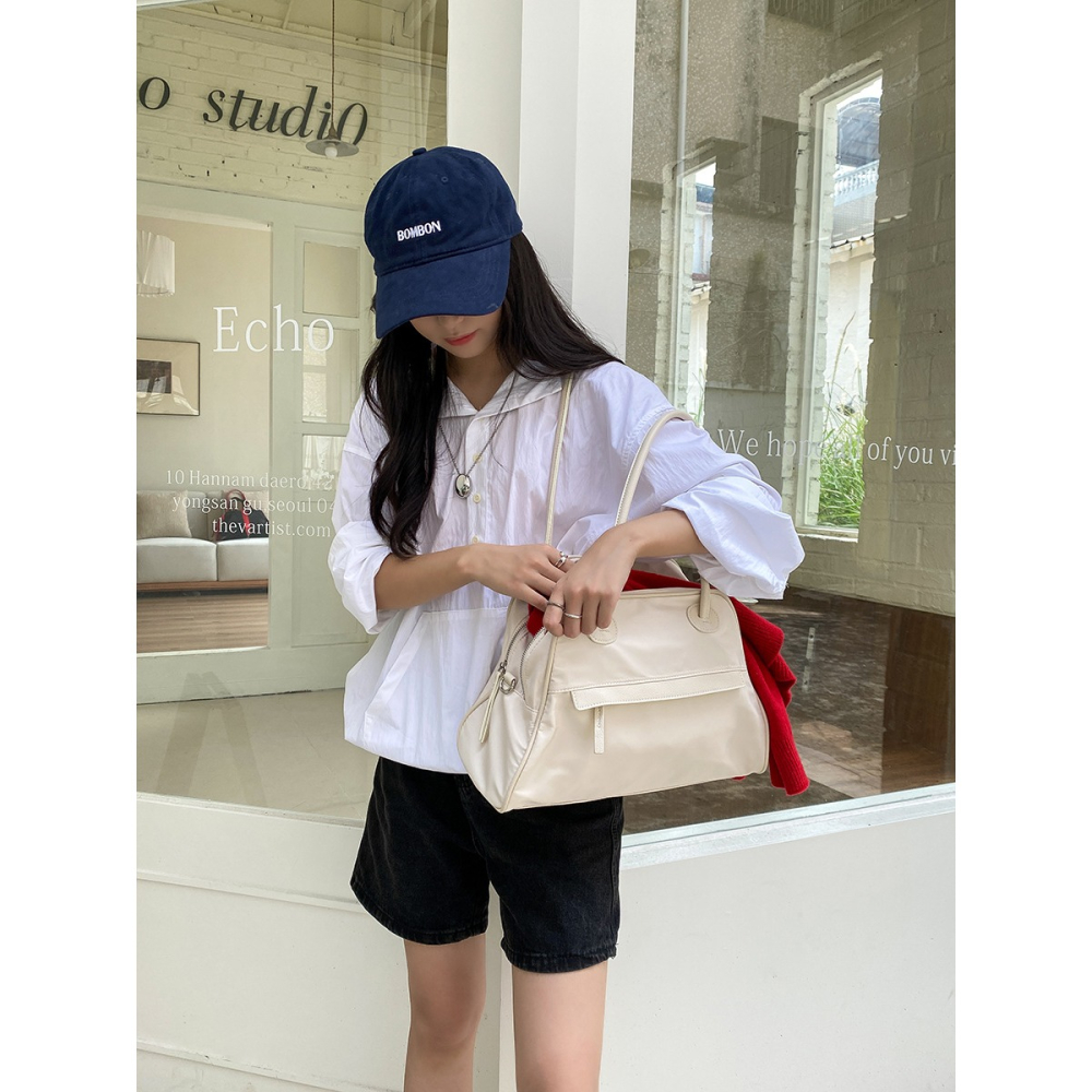 喜歡大容量的女孩看過來💟有型又好裝『LF5862』雙層防水尼龍大容量手提/側背托特包 手提包 側背包 肩背包 斜跨包-細節圖11