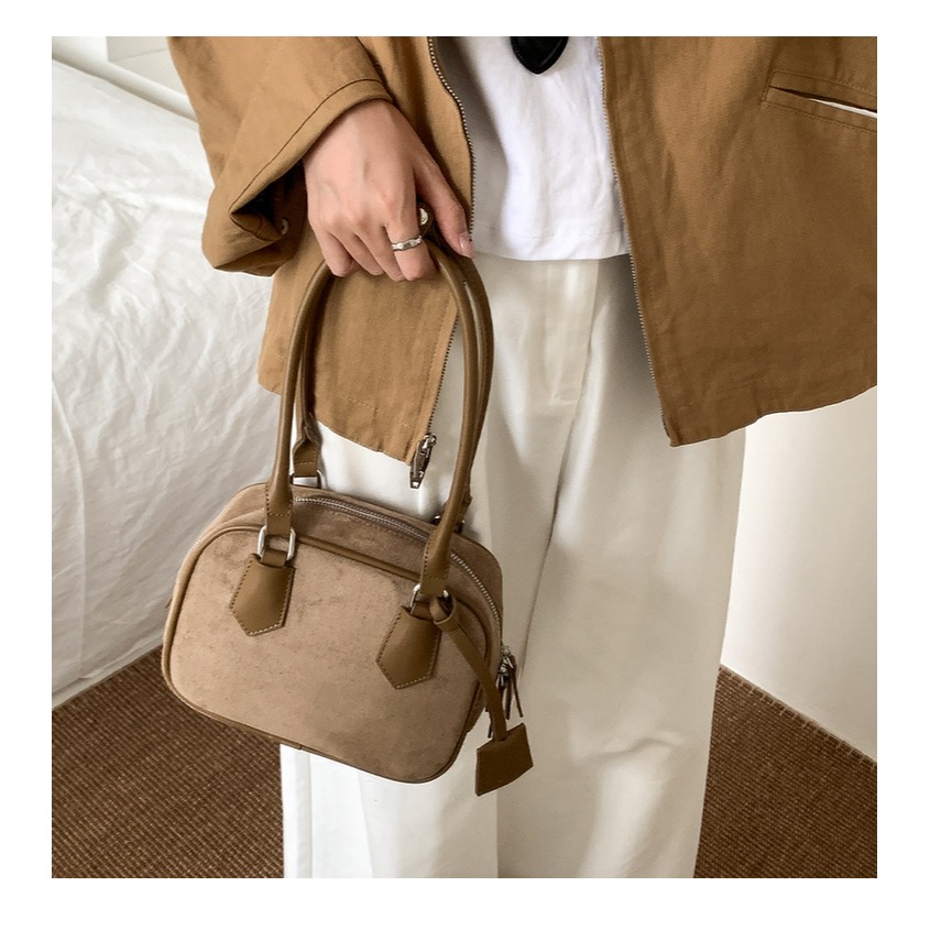 恰到好處“描述今天｜LF122｜復古磨砂高級吊牌手提吐司包 波士頓包 手提包 韓國腋下包 大容量肩背包 小方包-細節圖2